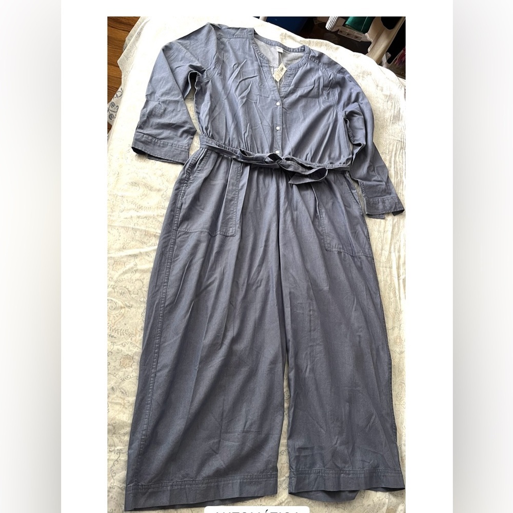 Old Navy Blue Gray Jumpsuit with Long Sleeves and Defined Waist